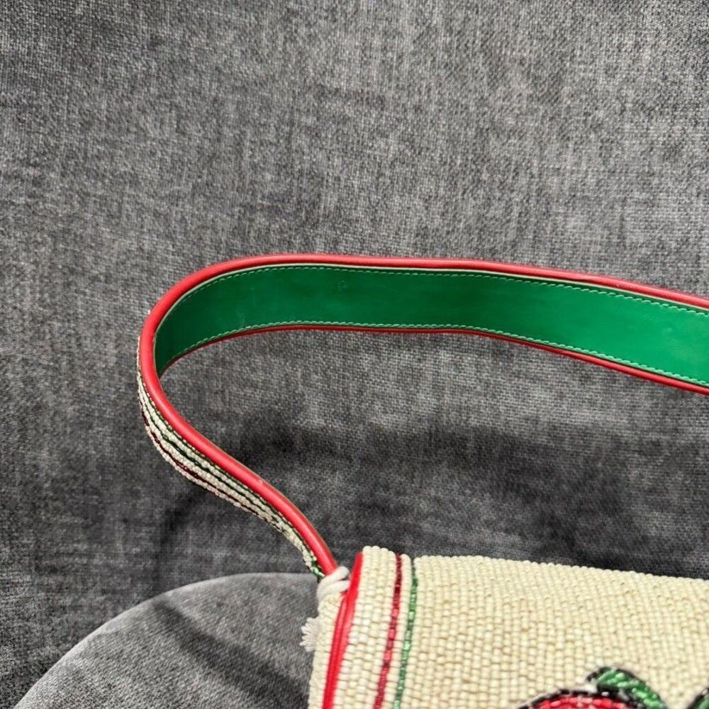 STAUD Tommy Beaded Floral Shoulder Bag Tomato - Picture 16 of 16